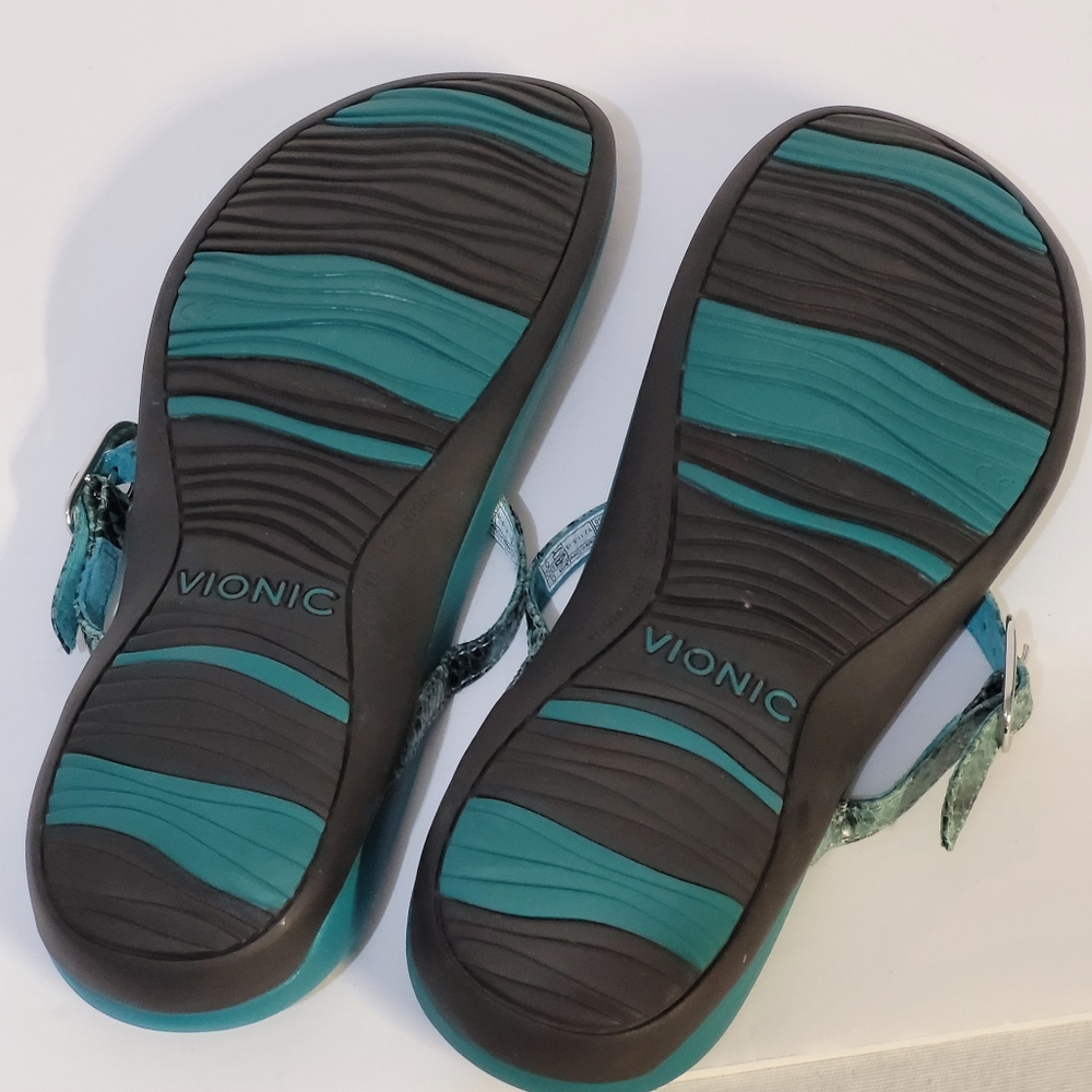 Vionic Karin Teal Snake Skin Sandals - Picture 7 of 7